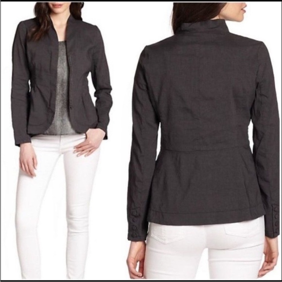 Eileen Fisher Jackets & Blazers - Eileen Fisher Zip Front V-Neck Peplum Jacket Black Large L Dress Casual